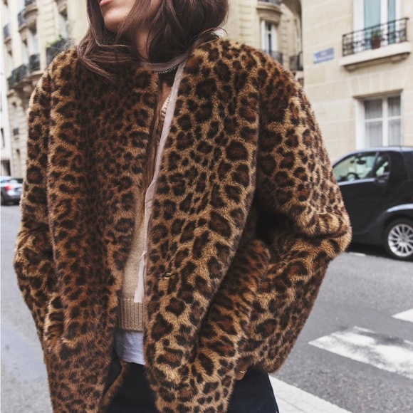 Zara XS Cheetah Print Faux Fur Coat - New without Tags - Picture 2 of 2